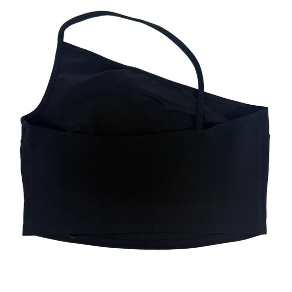 ABERCROMBIE & FITCH Asymmetric Cropped Crepe Cami L Black Stretch Club Party B76 - Picture 5 of 6